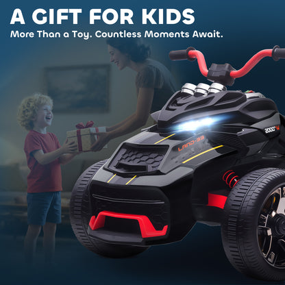 12V Kids Electric Ride On Car with 3 Wheeler, MP3 Player, Horn, 2 Speeds, LED Lights for Boys & Girls Ages 3-8