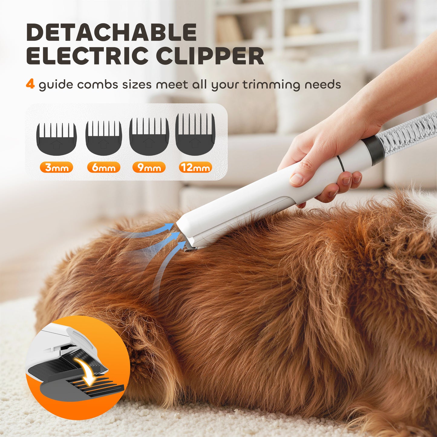 PawHut 5 in 1 Dog Grooming Vacuum & Dryer w/ Clipper, 1.8L Canister, 4 Modes Blow Temperature