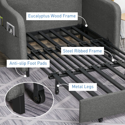 Two-Seater Pull-Out Sofa Bed - Grey