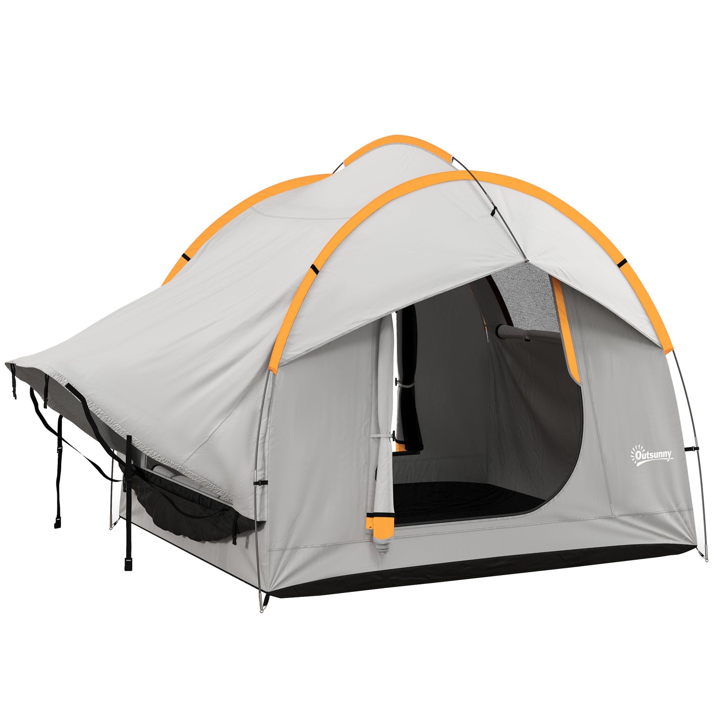 SUV Car Tailgate Tent | 5 Man | 2000mm Waterproof Polyester | Mesh Window | 3 Doors | Standalone or Vehicle-Attached | Ground Stakes & Guy Ropes | 239x210x210cm | Grey & Green | Grey & Blue | Grey & Orange