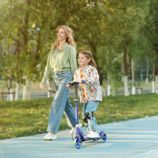 Scooter for Kids Ages 3-8 with Adjustable Handle, 2 Light up Wheels, Handbrake & Rear Brake for Girls and Boys, Blue / Black / Pink