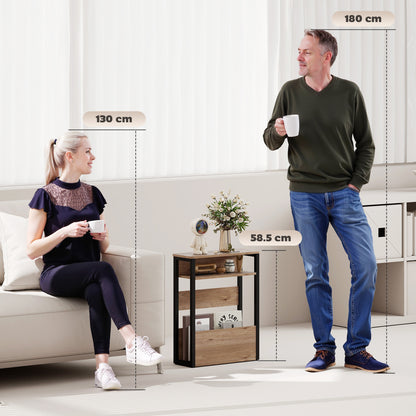 Industrial-Style Side Table - Black/Walnut Brown