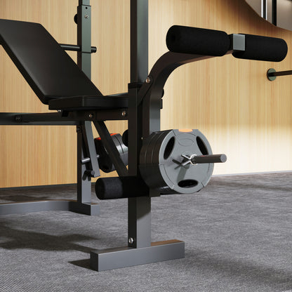 Adjustable Weight Bench with Bench Press Rack, Preacher Curl Leg Extension and Lat Pull Down Machine, Incline or Flat Workout for Strength Training Weight Lifting