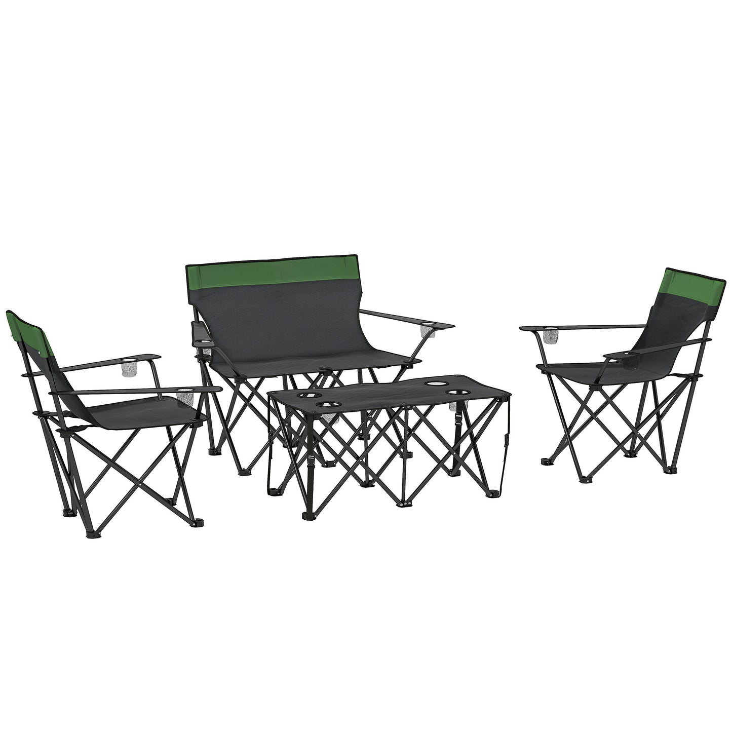 Outsunny Four-Piece Portable Camping Picnic Table Set - Green