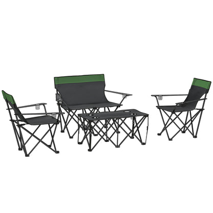 Outsunny Four-Piece Portable Camping Picnic Table Set - Green