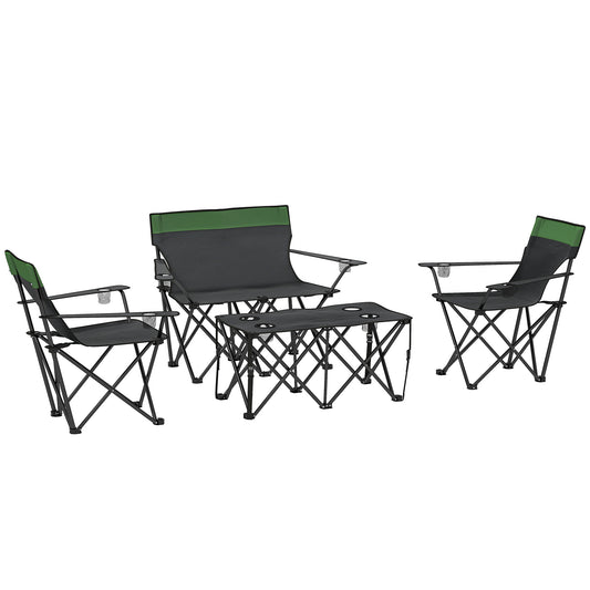 Outsunny Four-Piece Portable Camping Picnic Table Set - Green