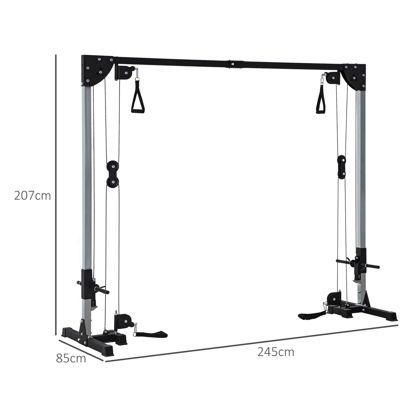Multi Home Gyms with Cable Pulley System, Cable Crossover Machine with 4 Handles for Full Body Strength Training, Power Rack, Black