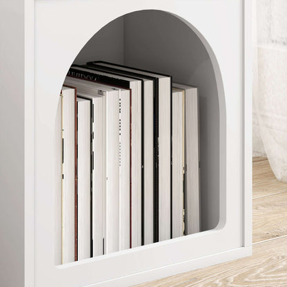 MDF Arch Bedside Table | 2 Open Compartments | Compact Design | Fits Narrow Spaces | 35kg Capacity | 40x30x60cm | White