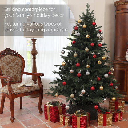 6ft Artificial Spruce Christmas Tree with 1696 Branch Tips and Foldable Steel Base, Realistic Hinged Tree, Holiday Décor for Home Office, Green