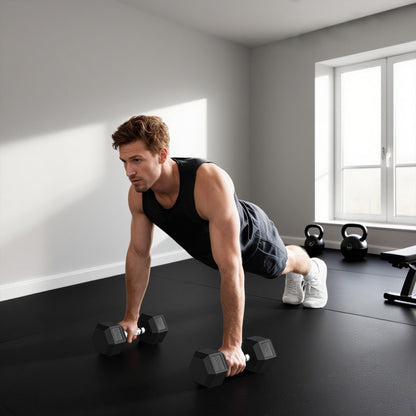 40KG Rubber Hex Dumbbell Portable Hand Weights Dumbbell Home Gym