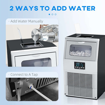 Commercial Industrial Ice Cube Maker Machine, Freestanding with Digital Control, Ice Scoop, Self-cleaning, 4kg Ice Storage, 30kg/24 Hours