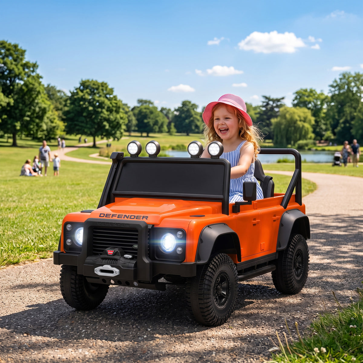 Kids Electric Ride-On Car with Remote Control | 4-Wheel Suspension | LED Lights | Music | 3-5 Years | Orange
