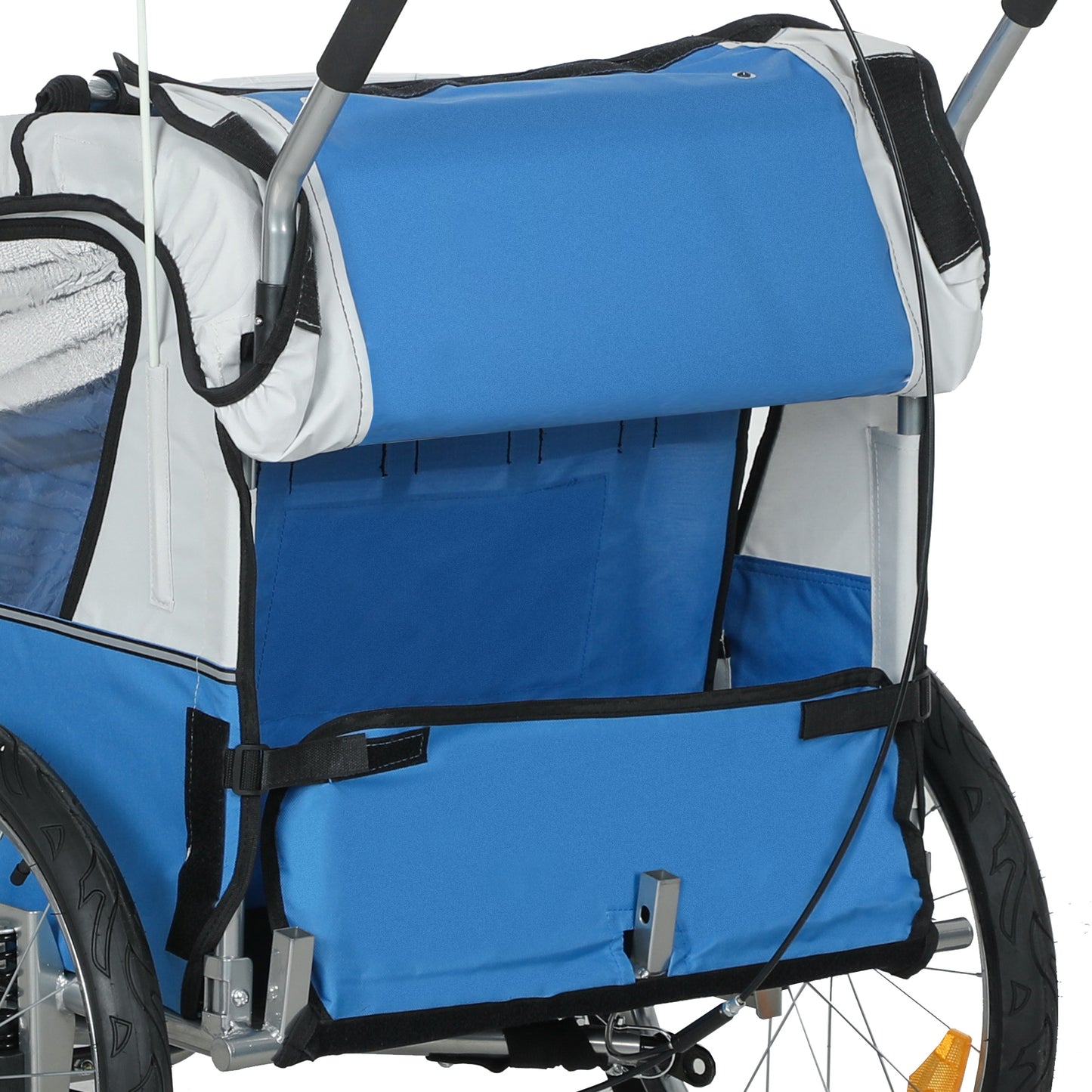 2 Seat Bike Trailer with 5 Point Harness, Baby Bike Stroller with Safety Flag, Reflectors, for 18+ Months