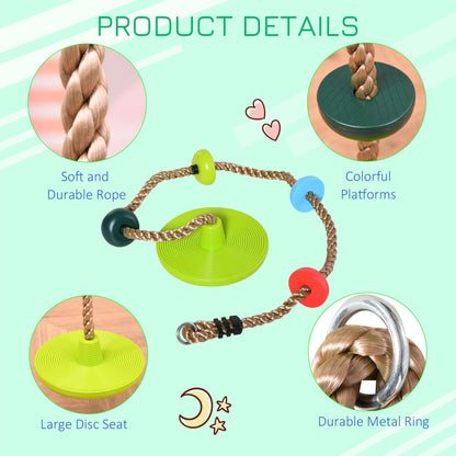 Multicolor Kid Climbing Rope Disc Swings Seat Set with Platforms Outdoor Toys Playset for Playground Backyard