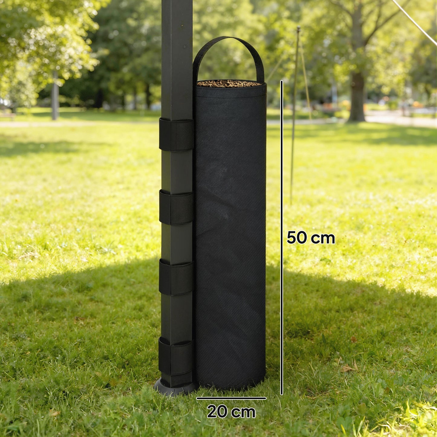 8 Pack Gazebo Sand Weight Bags | 5kg Each | 600D Oxford | Hook & Loop Fastener | Carry Handle | Legs up to 30x30mm | Black