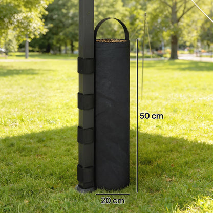 8 Pack Gazebo Sand Weight Bags | 5kg Each | 600D Oxford | Hook & Loop Fastener | Carry Handle | Legs up to 30x30mm | Black