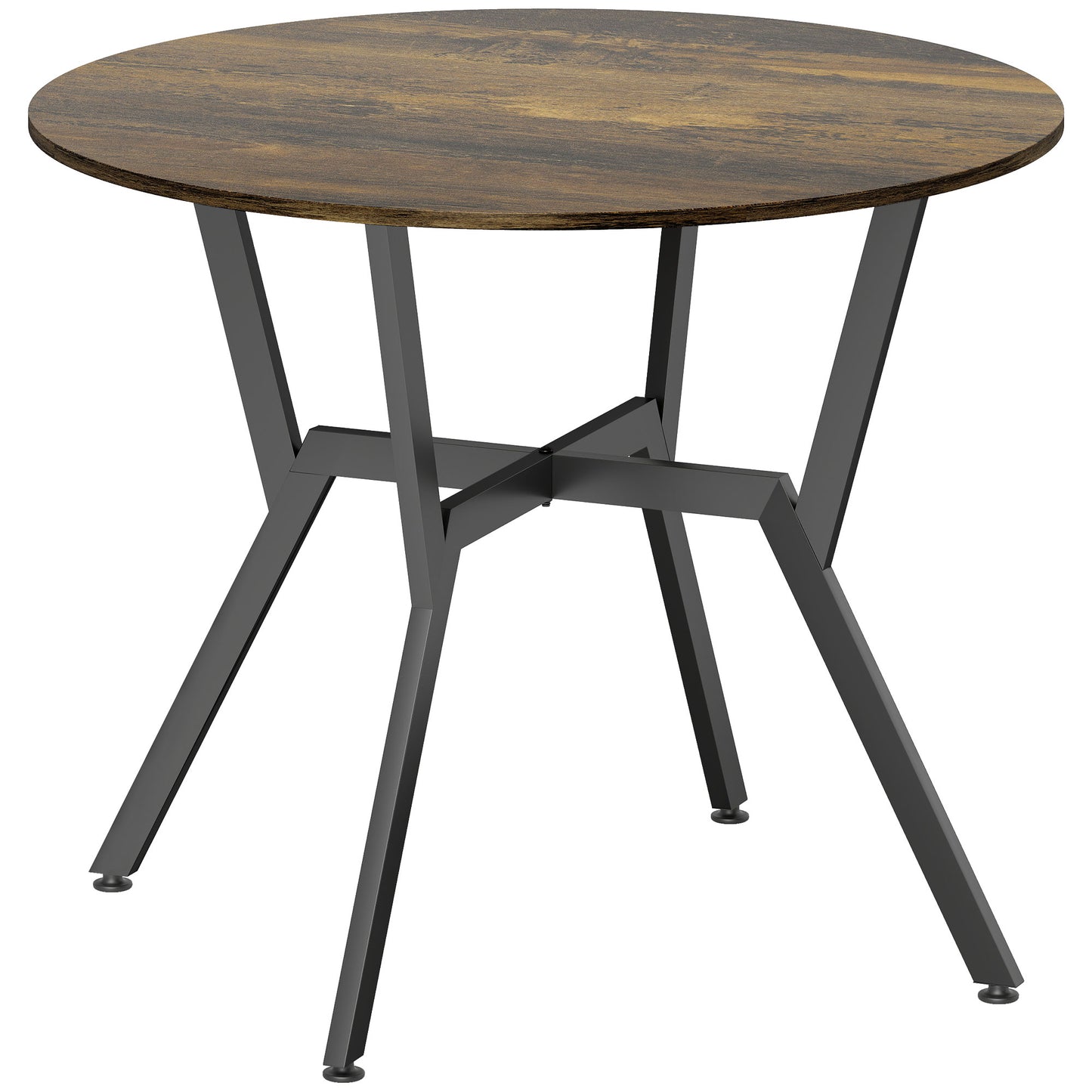 Dining Table, Round Kitchen Table with Black Legs, Anti-slip Foot Pads for Living Room, Dining Room 90 x 76 cm