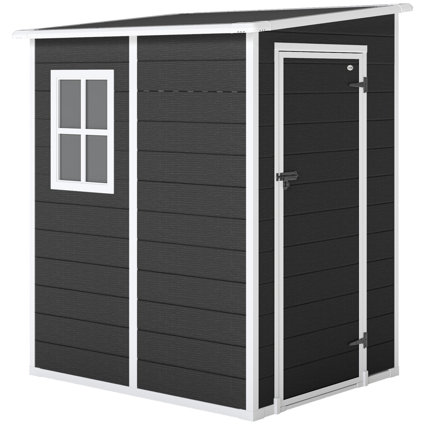 Aluminium Alloy & PP Lean-To Garden Storage Shed | Lockable Door | Lock & 3 Keys | Window | Vent | Sloped Roof | 40kg/m² Snow Rating | 122x149x192cm | 1.54m² | Black