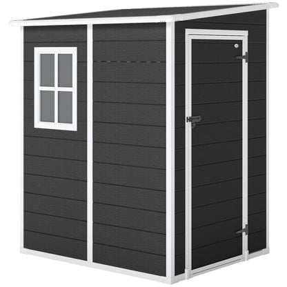 Aluminium Alloy & PP Lean-To Garden Storage Shed | Lockable Door | Lock & 3 Keys | Window | Vent | Sloped Roof | 40kg/m² Snow Rating | 122x149x192cm | 1.54m² | Black