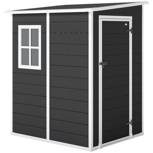 Aluminium Alloy & PP Lean-To Garden Storage Shed | Lockable Door | Lock & 3 Keys | Window | Vent | Sloped Roof | 40kg/m² Snow Rating | 122x149x192cm | 1.54m² | Black