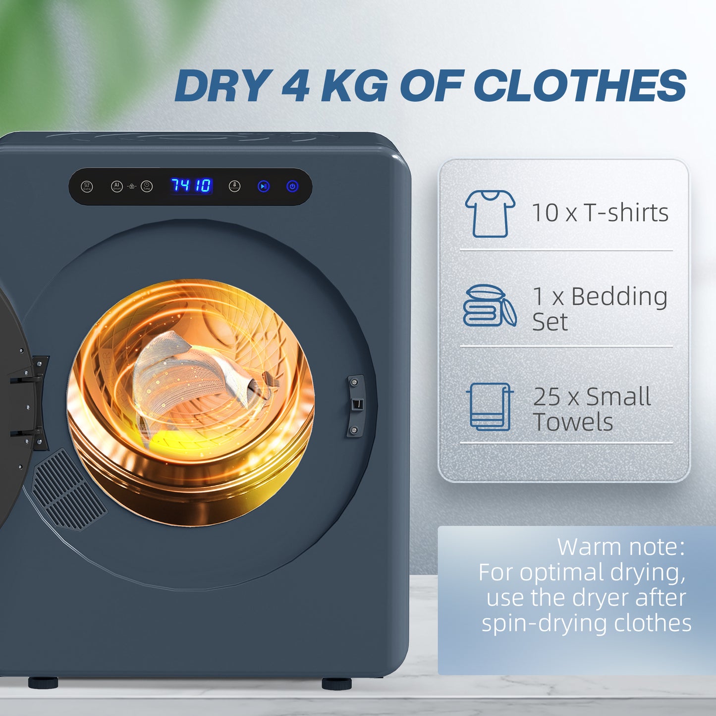 5kg Compact Small Space 40-60℃  Tumble Dryer Blue