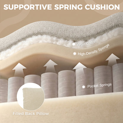 Accent Armchair | Cream, Grey & Green Linen-Look Chair with Spring Seat and Removable Pillow