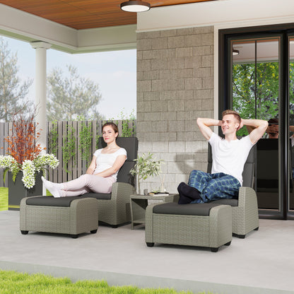 Outsunny 5-Piece Rattan Garden Furniture Set with Cushions - Charcoal Grey