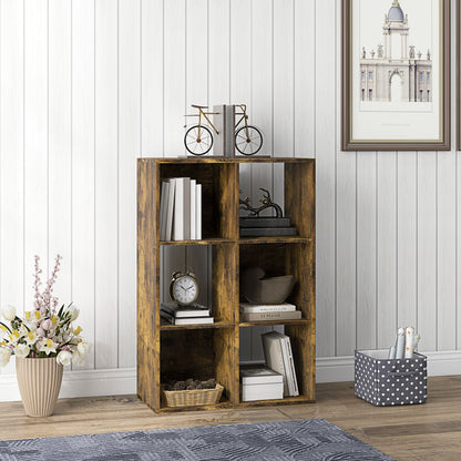 3-tier 6 Cubes Storage Unit Particle Board Cabinet Bookcase Organiser Home Office Shelves Rustic Brown