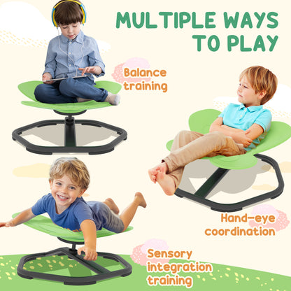 AIYAPLAY Butterfly-Shaped Kids Swivel Chair, Sensory Spinning Chair for Balance and Coordination Training, Green / Blue
