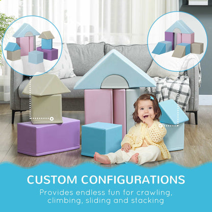 11 Piece Soft Play Equipment for Toddlers, Soft Play Set Kids Foam Blocks Toys for Climb and Crawl, Blue