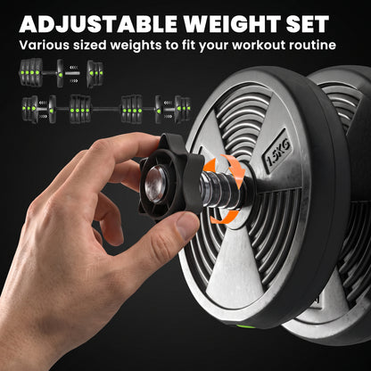 SPORTNOW 2-in-1 Adjustable Barbell & Dumbbell Set | Black & Green | 16 Weight Plates | 2.5kg 2kg 1.5kg 1.25kg | Barbell 105cm | Non-Slip Grips | Plastic-Coated | Home Gym Strength Training