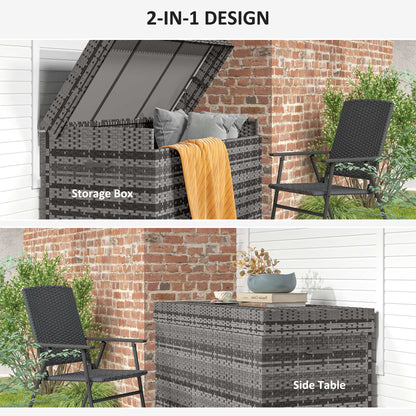 Outsunny 627 L Rattan Outdoor Garden Storage Box - Dark Grey