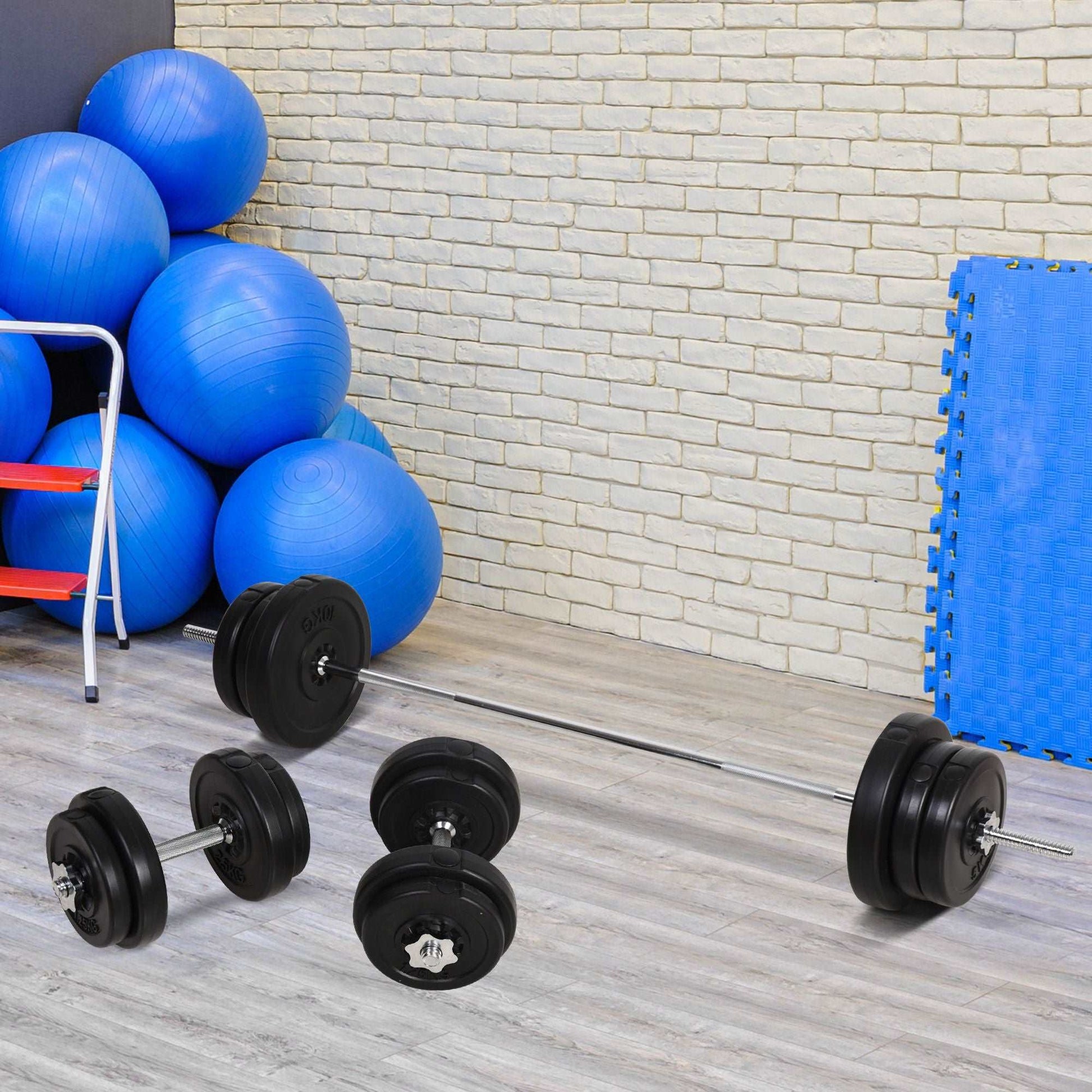65kg Adjustable Barbell Weights Set, 2 in 1 Dumbbells and Barbell Set with Knurled Bar, Free Weights Training Equipment for Home Gym Exercise