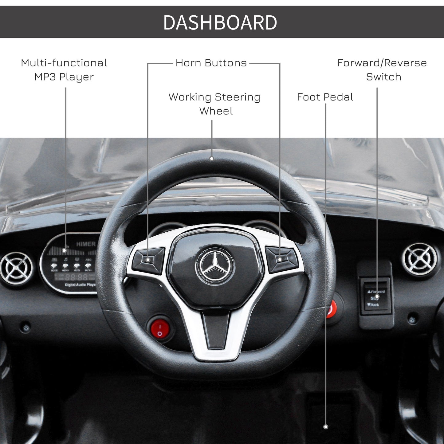 Children Ride On Car Mercedes Benz GLA Licensed 6V Battery Rechargeable Headlight Music Remote Control  High/Low Speed Toy Black