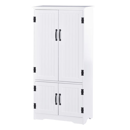 Accent Floor Storage Cabinet Kitchen Pantry with Adjustable Shelves and 2 Lower Doors, White