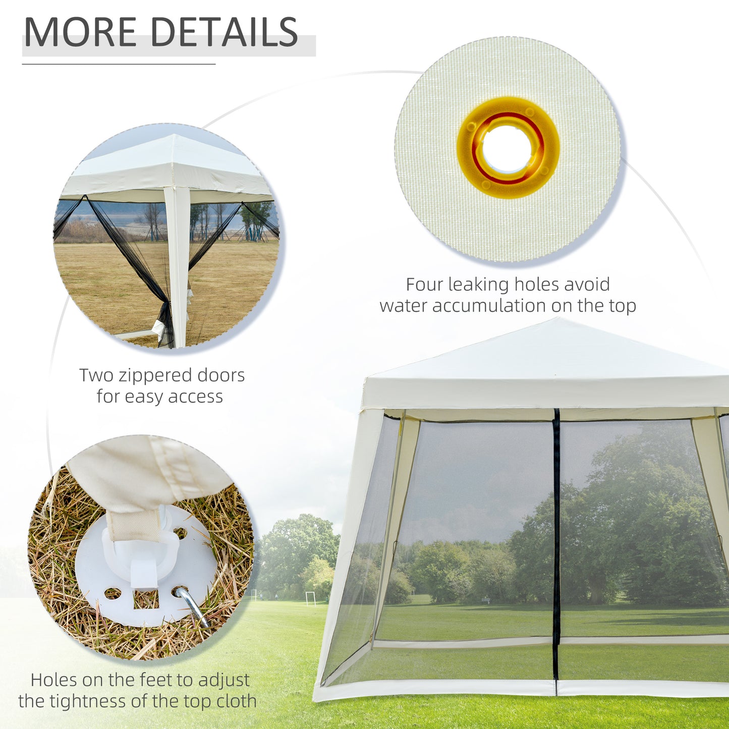 Outsunny 3x3m Outdoor Gazebo Tent W/Mesh Screen Walls-Cream white