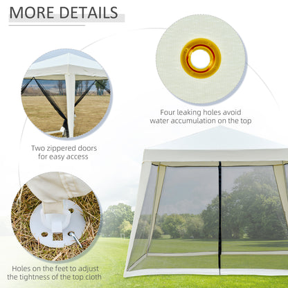 Outsunny 3x3m Outdoor Gazebo Tent W/Mesh Screen Walls-Cream white