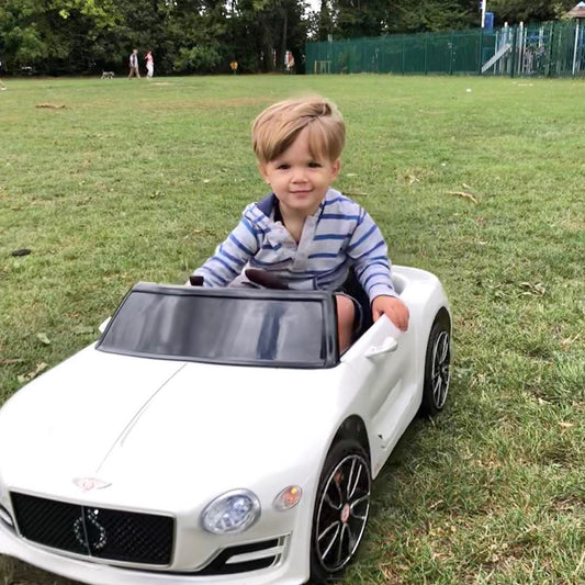 Kids Bentley Style Electric Ride-on Car W/ LED Lights-White