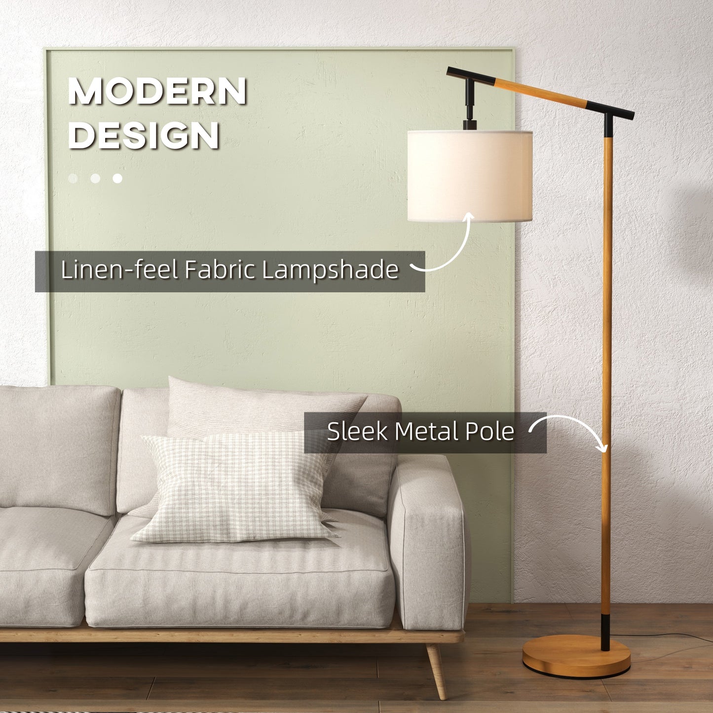 Modern Floor Lamp with 350° Rotating Lampshade, for Living Room and Bedroom, LED Bulb Included, Brown