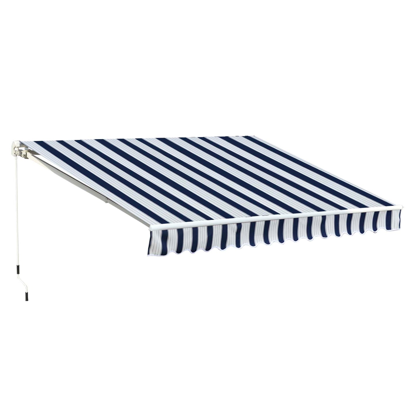 Outsunny Garden Patio Manual Retractable Awning Canopy Sun Shade Shelter, 3m x 2.5m-Blue/White