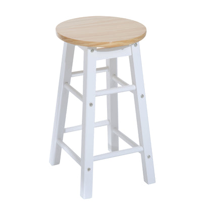 3 Piece Wooden Kitchen Cart Mobile Rolling Trolley Folding Bar Table Two Stools Dining Chair Storage Shelf w/2 Drawers & 6 Wheels