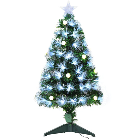 3ft White Pre Lit Christmas Tree With 90 LEDs Star Topper Tri-Base Full Bodied Pre-Lit For Home
