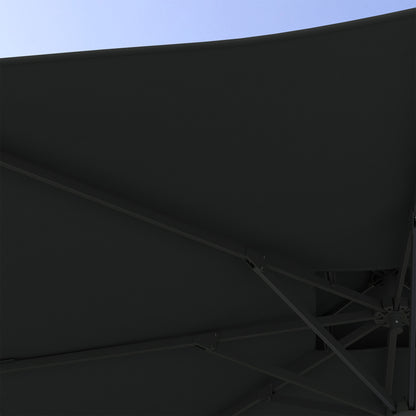 Outsunny Garden Parasol, 3(m) Cantilever Parasol with Hydraulic Mechanism, Dual Vented Top, 8 Ribs, Cross Base, Grey