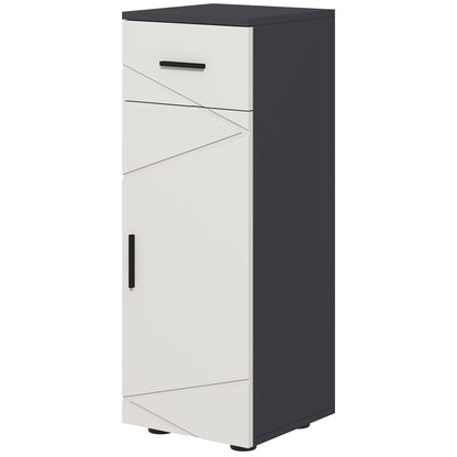 Kleankin Slim Bathroom Cabinet, Narrow Bathroom Storage Cabinet with Drawer, Door Cupboard, Adjustable Shelf and Soft Close Mechanism, Grey