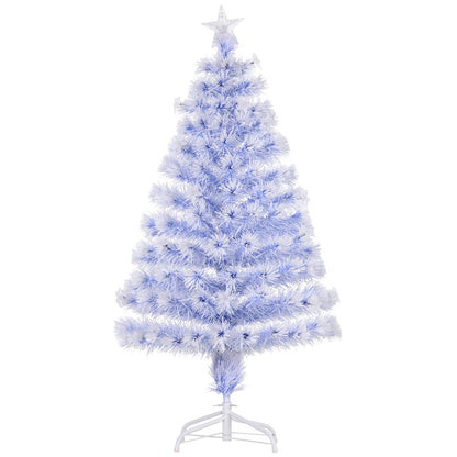 Artificial Fibre Optic Christmas Tree w/ 26 LED Lights Pre-Lit White Blue 4FT