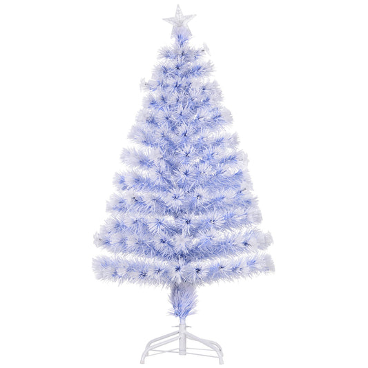 Artificial Fibre Optic Christmas Tree w/ 26 LED Lights Pre-Lit White Blue 4FT