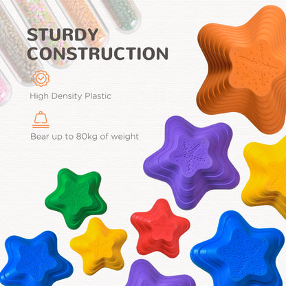 Outsunny 6 Piece Balance Stepping Stones for Kids Starfish Style Non-slip Obstacle Course Stackable Balance Blocks Encourage Toddler Balance