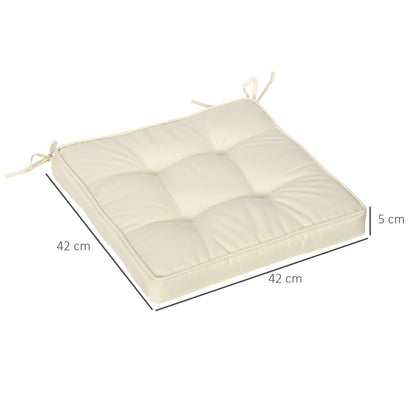 Outsunny Garden Seat Cushion with Ties, 40 x 40cm Replacement Dining Chair Seat Pad, Cream White