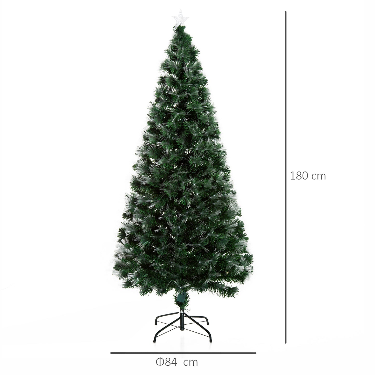 6ft Tall Artificial Tree Fibre Optic Colourful LED Pre-Lit Holiday Home Christmas Decoration with Flash Mode - Green