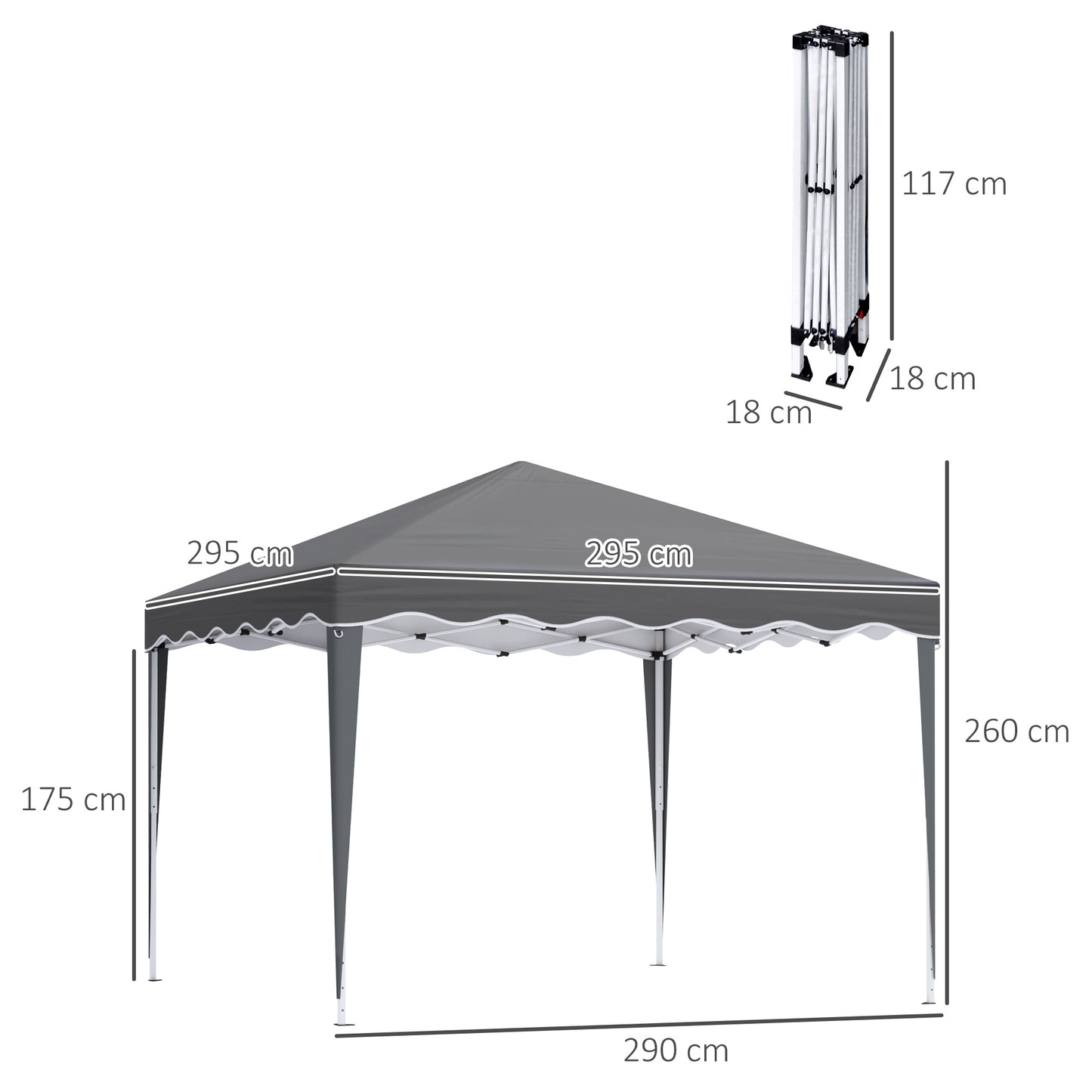 Outsunny 3 x 3m Pop Up Gazebo, Outdoor Camping Gazebo Party Tent with Carry Bag